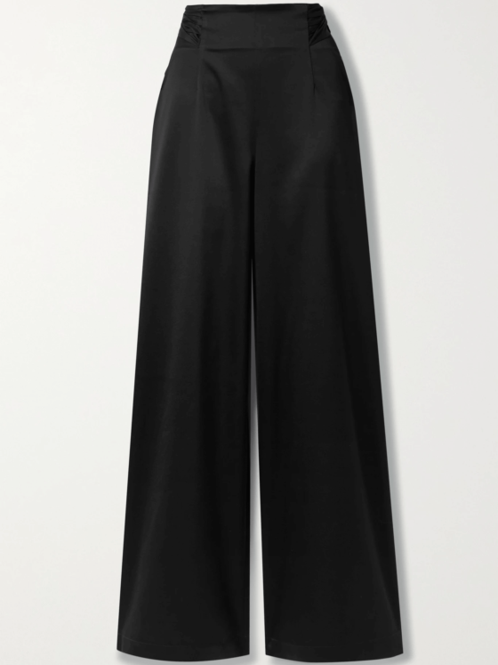 artclub | Rossini belted silk satin wide leg trousers | £335