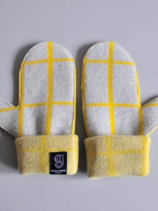 GRID MITTEN IN GREY AND YELLOW
