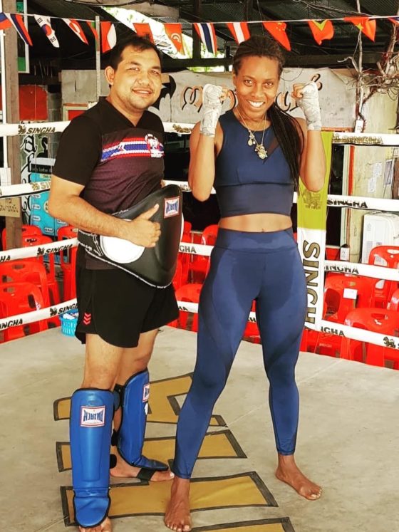 Post Kickboxing session with Yaya Muay wearing MICHI