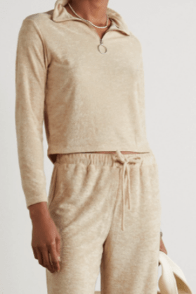 SKIN | Mahlia cotton-blend terry sweater sand | £135