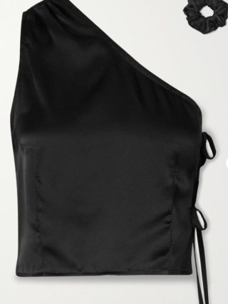 Black Laura one-shoulder silk-satin top _ MaisonCléo _ NET-A-PORTER