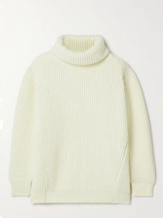 Cream Inver ribbed merino wool and cashmere-blend turtleneck sweater _ &Daughter _ NET-A-PORTER