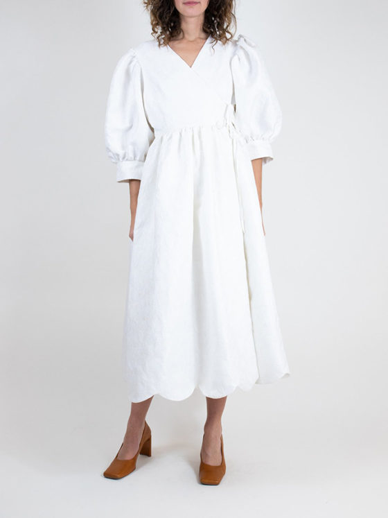 Dream Sister Jane White Full-Volume Wrap Dress available to rent for £39