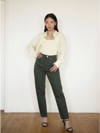 KOTN High Waist Tapered Trouser in Forest