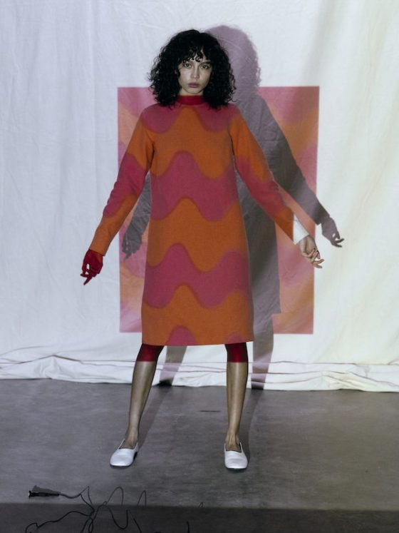 Model wearing classic Marimekko collection for Copenhagen Fashion Week
