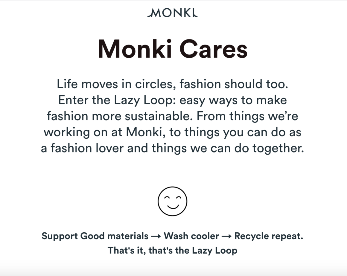 Monki cares affordable sustainable fashion