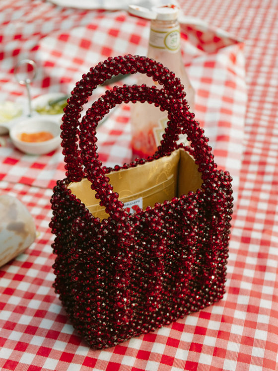 Shrimps Red Beaded Bag avaliable to rent for £39