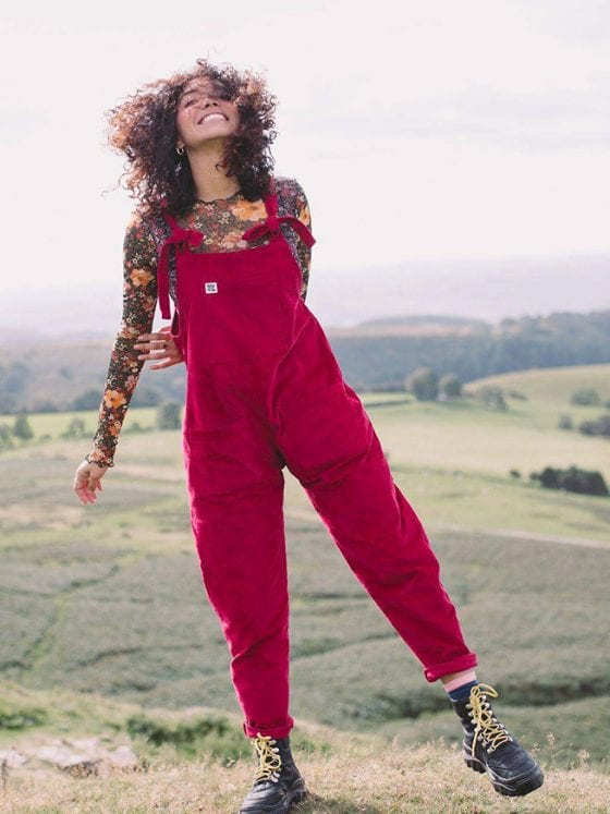 Lucy & Jack 'The Organic Original' Corduroy Dungarees in Berry