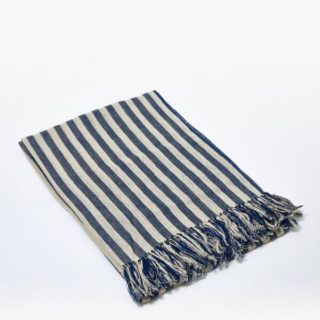 The Conran Shop | Woven Linen Candy Stripe Throw in Navy | £130.00