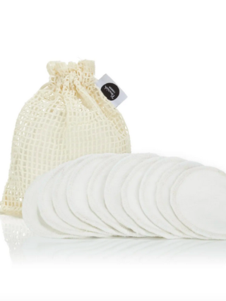 nourish london | reusable bamboo cleansing pads with washable bag - set of 10 | £12