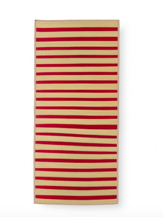 sarany | stripe beach mat in red & natural | £75
