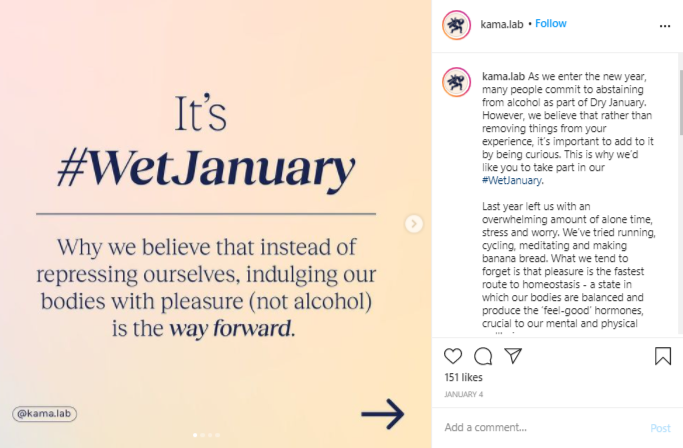 Kama, Sexual Wellness App Instagram Post